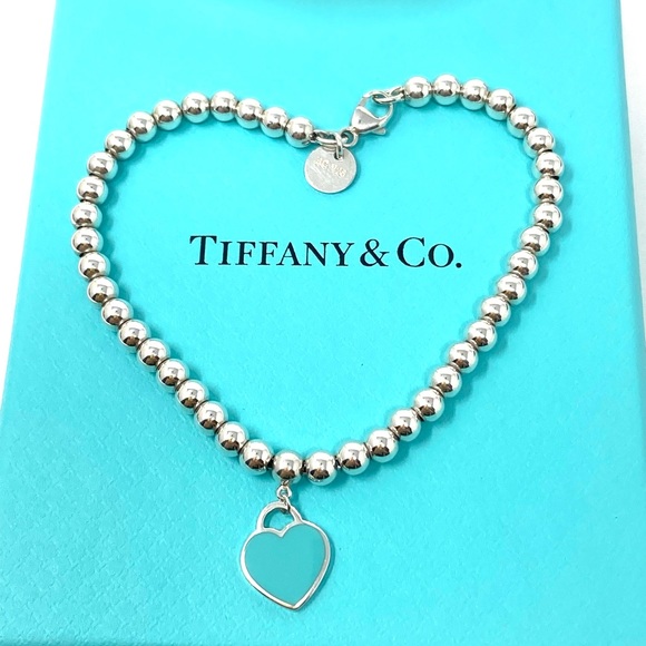 Authentic Tiffany & CO. Return To Mini Heart Tag Enamel Blue Bracelet. - Picture 2 of 8
